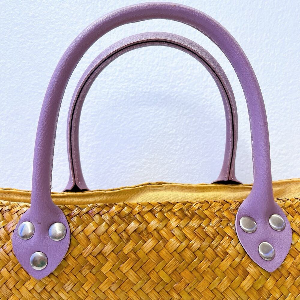 NEW! Handmade Hand Woven Bag Tote Leather Handle From Krachut Plant Unique Purse - Picture 4 of 14